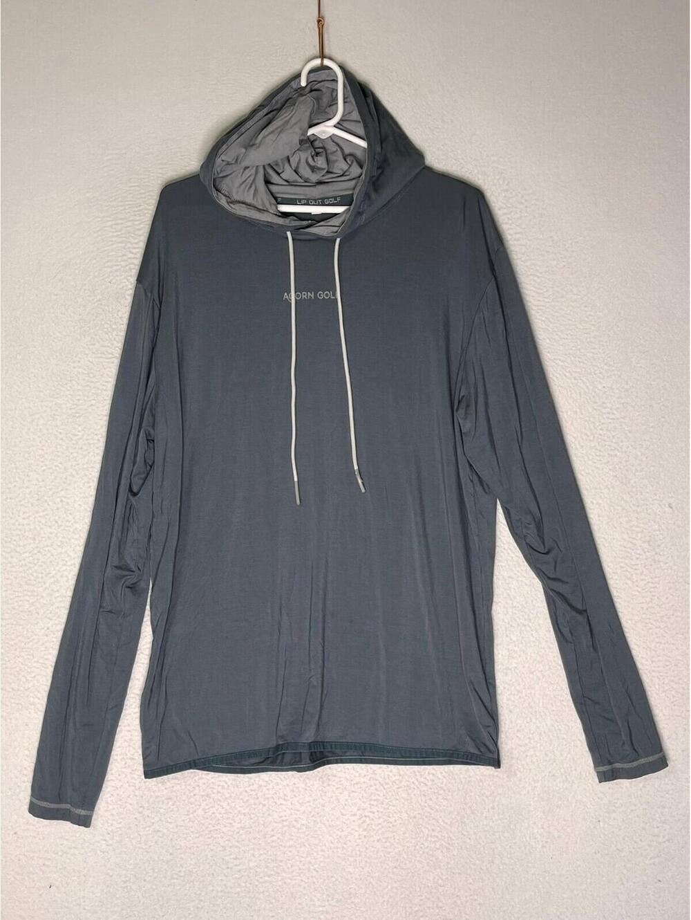 Acorn Golf Gray Lip Out Golf Pullover Hoodie Drawstring Men's Size Medium
